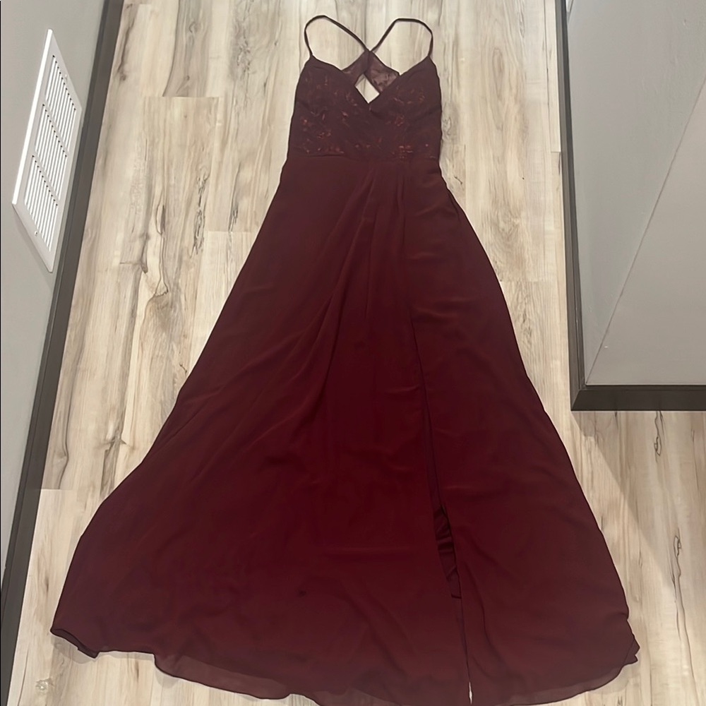 Mori Lee Burgundy Wedding Dress
